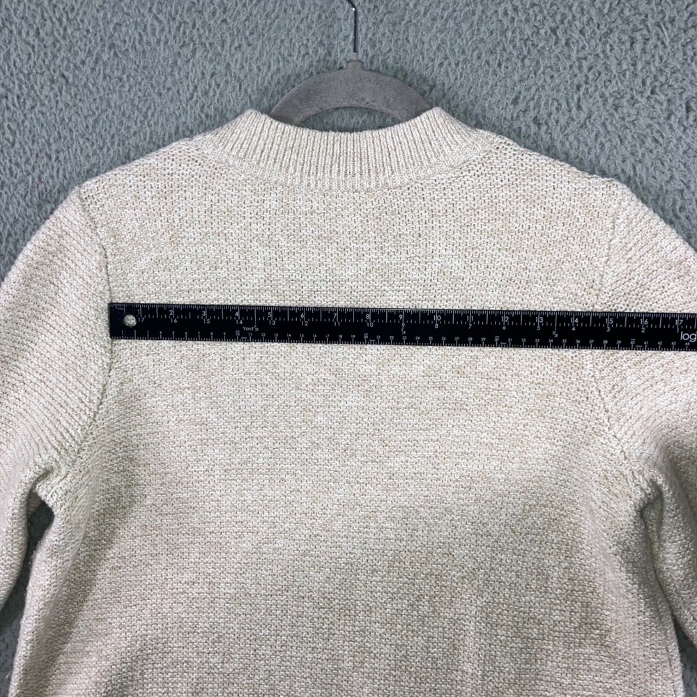 J Jill Sweater Women Large V Neck Speckled Knit‎ Long Sleeve Beige Minimalist - Picture 7 of 12